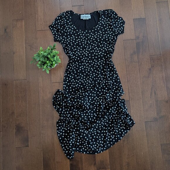 DITSY FLORAL PRINT SHORT SLEEVE VINTAGE MAXI DRESS - Picture 1 of 3